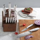 Alps Series German Steel Forged 17-Piece Knife Block Set, Acacia (White)