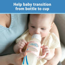 Narrow Baby Bottle Handles, 100% Silicone, Easy Grip Removable Handles for Bottle to Sippy Cup Transition, Blue/Gray/Green, 3-Pack, 4m+