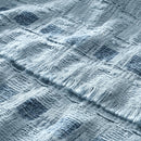 Soft Woven Throw Blanket with Textured Border Blue
