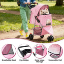 3 Wheel Pet Stroller for Small Dogs and Cats - Pink