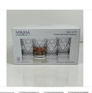 Diamond Cut Crystal Double Old Fashioned Glasses Set of 4 - White