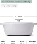 Enameled Cast Iron Oval Dutch Oven with Lid - Gray
