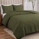 King Size Cotton Linen Relaxed Duvet Cover, 3-piece Set - Green