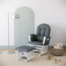 Storkcraft Premium Hoop Glider and Ottoman (White Base, Gray Cushion)