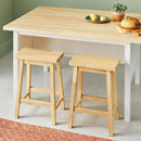 Set of 2 24" Solid Wood Backless Saddle Counter Height Barstools - Natural