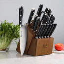 Alps Series German Steel Forged 17-Piece Knife Block Set, Acacia (Black)