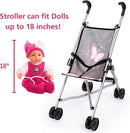 Umbrella Stroller for Dolls - Green & White Stars