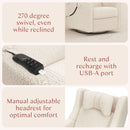Power Glider Recliner with Heat and Massage - Almond Teddy Loop