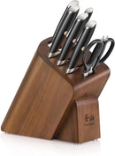 L Series 7-Piece Cleaver Knife Block Set, Forged German Steel, Black
