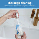 Baby Bottle Brush with Suction Cup Stand, Sponge, Scrubber and Nipple Cleaner Gray, 1 Pack
