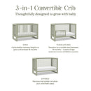 Nantucket 3-in-1 Convertible Crib with Toddler Bed Conversion Kit - French Sage
