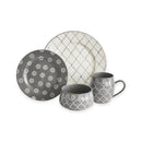 16-Piece Stoneware Morocco Dinnerware Set - Gray
