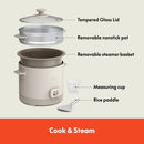 16 Cup Rice Cooker with Steamer Oatmilk: Nonstick Coating, Automatic Keep Warm, Tempered Glass Lid, 2 Settings