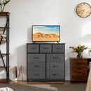 Tall Fabric Dresser with 9 Drawers - Grey