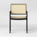 Wood Framed Woven Panel Dining Chair - Black