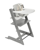 Tripp Trapp High Chair & Stokke Tray V2 - Storm Grey/nordic grey cushion
