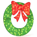 48 Inch Pre-Lit Lighted Christmas Mesh Wreath With Bow and 200 LED Bulbs-Green