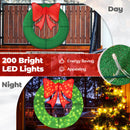 48 Inch Pre-Lit Lighted Christmas Mesh Wreath With Bow and 200 LED Bulbs-Green