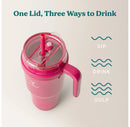 40oz Vacuum Insulated Stainless Steel Straw Tumbler Mug- Dark Pink