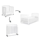 Dylan Folding Portable 3-in-1 Mini Crib and Twin Bed - White