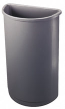 Rubbermaid 21 gal Half-Round Trash Can, Plastic, Gray - FG352000GRAY