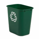 Rubbermaid 7 gal Rectangular Recycling Wastebasket, Plastic, Green - FG295606GRN