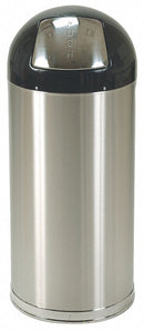 Tough Guy 15 gal Round Fire-Resistant Trash Can, Metal, Silver - 4PGG2