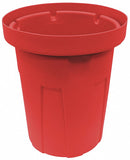 Tough Guy 45 gal Round Correctional Facility Trash Can, Plastic, Red - 4YKF9