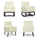 2-in-1 Fabric Upholstered Rocking Chair With Pillow-Beige