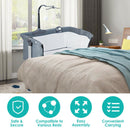 Height Adjustable Baby Side Crib With Music Box & Toys-Dark Gray