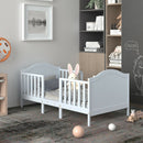 2-in-1 Classic Convertible Wooden Toddler Bed With 2 Side Guardrails for Extra Safety-White