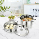 2/3 Tier Stainless Steel Steamer With Handles and Glass Lid-2-Tier