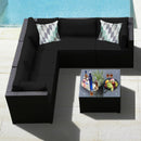 6 Pieces Patio Furniture Sofa Set With Cushions for Outdoor-Black
