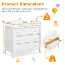 Baby Changing Table Infant Diaper With 3 Drawers and Safety Belt-White
