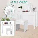 Vanity Makeup Dressing Table Set With Flip Top Mirror and Cushioned Stool-White