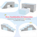 4-in-1 Foam Climbing Blocks Toddler Indoor Climb With Slide-Gray