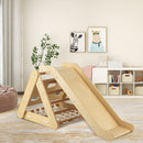 4 in 1 Triangle Climber Toy With Sliding Board and Climbing Net-Natural