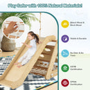 4 in 1 Triangle Climber Toy With Sliding Board and Climbing Net-Natural