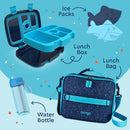 Kids Prints Lunch 5-Piece Set with Ice Packs - Abyss Blue Speckle Confetti