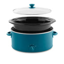 6 Quart Oval Slow Cooker w Glass Lid, -Corsair Blue