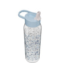 32oz Frost Floral Manual Straw Bottle - Blue