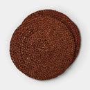 2pk Braided Seagrass Charger Dark Brown