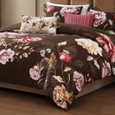 Bebejan Floral Garden Comforter Set - Mocha - Queen - 5 Piece