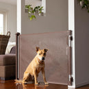 Retractable Baby Gate Perma Child Safety 33" Tall x 71” Wide, Mesh, for Stairs, Doorways, Dogs, Pets, Indoor, Outdoor, One-Handed Operation, Locking, Easy Install, Hardware Mount, Brown Brown 33" Tall x 71" Wide