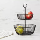 Iron Wire 2-Tier Fruit Basket - Black