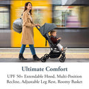 Inglesina Quid Stroller - Manta Blue - Ultra Compact Lightweight Travel Stroller for Babies and Toddlers, Airplane Overhead, Foldable, Reclining Seat, Collapsible Canopy, 3 Months - 50 lbs, BPA Free