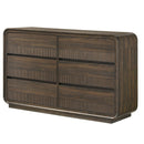 Flair Rounded Edges 1 Piece Dresser, 6 Drawer Storage Bedroom Furniture - Brown
