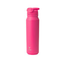 32oz Hydrate Pro Vacuum Insulated Stainless Steel Water Bottle Dark Pink: Dishwasher-Safe, Flip-Top Straw