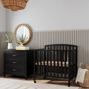 Dylan Folding Portable 3-in-1 Mini Crib and Twin Bed - Black