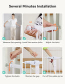 30" Tall Baby Gate for Stairs Doorways - White